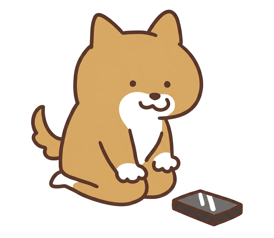 犬とトレーのイラスト